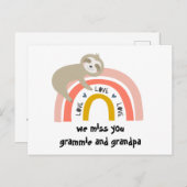 We missen jullie Rainbow Sloth grootouders Briefka Briefkaart (Voorkant / Achterkant)