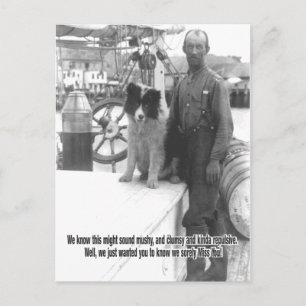 We missen u vriendelijk, kapitein en hond. briefkaart