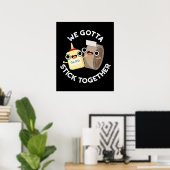 We moeten bij elkaar blijven Pun Dark BG Poster (Thuiskantoor)