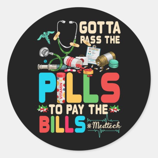 We moeten de pillen doorgeven om de rekening te be ronde sticker (Voorkant)