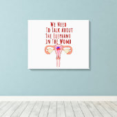 We moeten praten over de olifant in de baarmoeder canvas afdruk (Insitu (Houten vloer))