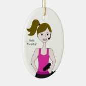 We moeten Vrouw bruin haargewicht optillen Keramisch Ornament (Rechts)