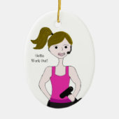 We moeten Vrouw bruin haargewicht optillen Keramisch Ornament (Voorkant)