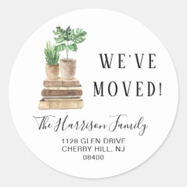 We Moved Boho Plants Retouradres Ronde Sticker
