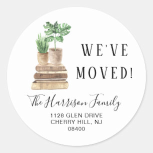 We Moved Boho Plants Retouradres Ronde Sticker