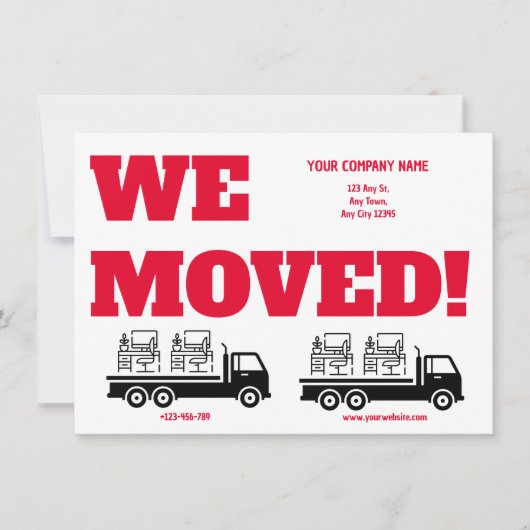 We Moved Business Relocation Announcement Aankondiging (Voorkant)