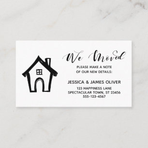 "We Moved" w / Casual Hand getrokken Huis Zwart Wi Visitekaartje