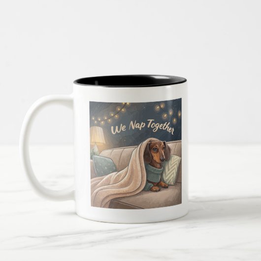 We Nap Together – Cozy Dachshund Mug for Dog Lover Tweekleurige Koffiemok (Links)