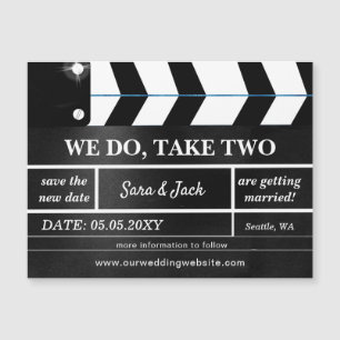 We nemen twee filmclapboard bruiloft uit