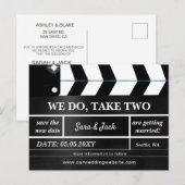 We nemen twee filmclapboard bruiloft uit aankondigingskaart (Voorkant / Achterkant)