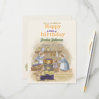 We nodigen je uit voor een kinderfeestje RSVP kaartje