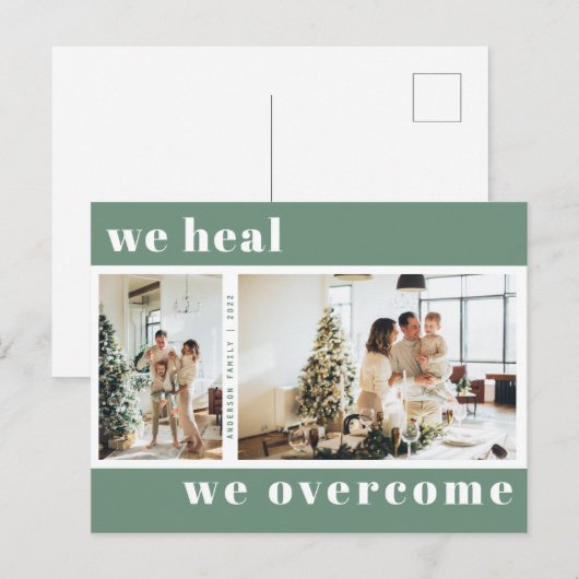 We noemen we kerstfeestdag met foto groen briefkaart (Voorkant / Achterkant)