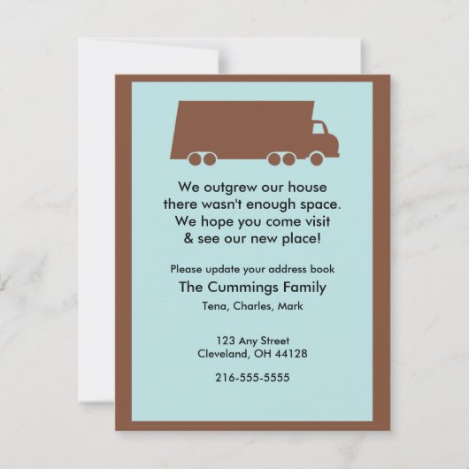 We ontgroeiden ons huis verhuizen aankondiging (Voorkant)