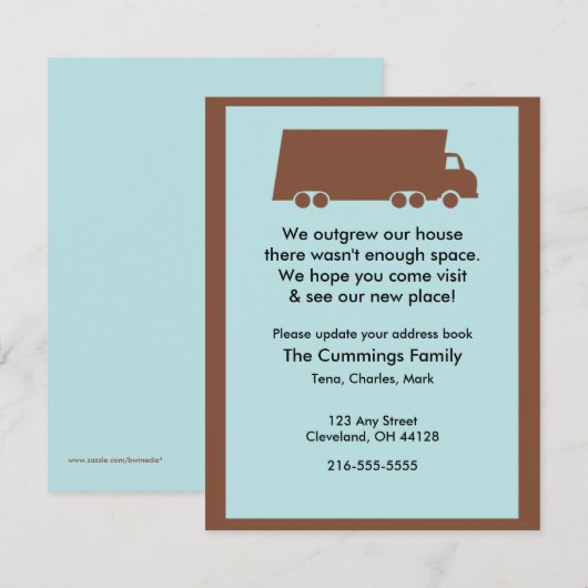 We ontgroeiden ons huis verhuizen aankondiging (Voorkant / Achterkant)