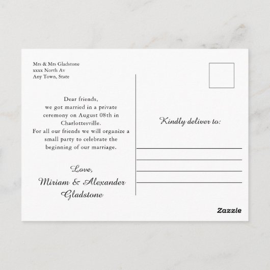 We ontwikkelden een Briefkaart voor de aankondigin (Achterkant)