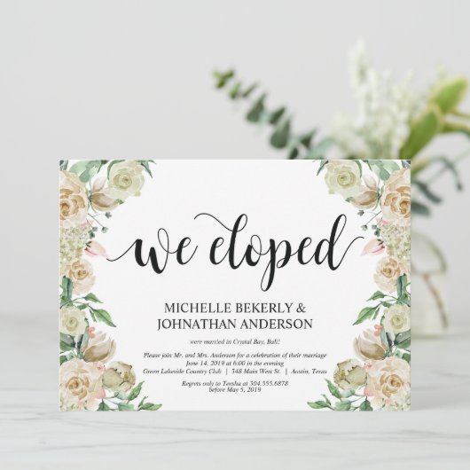 We ontwikkelden Elopement Reception Kaart (Staand voorkant)