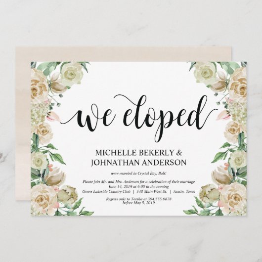 We ontwikkelden Elopement Reception Kaart (Voorkant / Achterkant)