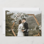 We ontwikkelden handgeschreven minimalistische fot aankondiging (Voorkant)