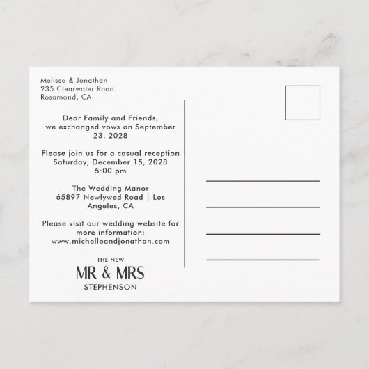 We ontwikkelden moderne minimalistische 2 fotoaank briefkaart (Achterkant)