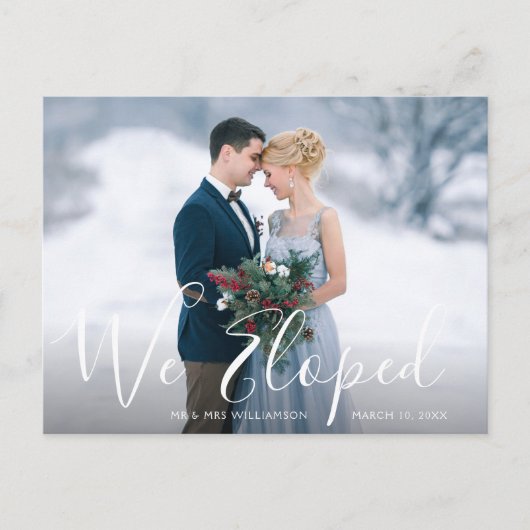 WE ONTWIKKELDEN ONS | witte belettering bruiloft a Briefkaart (Voorkant)