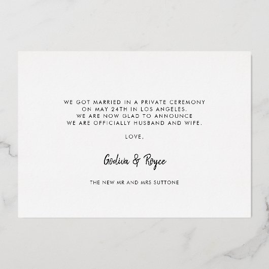 We ontwikkelden Retro trouwfoto's roos gouden foli Folie Uitnodiging (Achterkant)