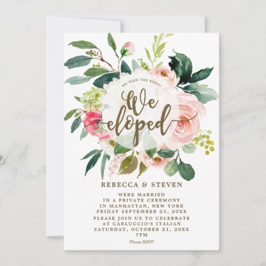 we ontwikkelden roze floral greenery moderne uitno kaart (Voorkant)