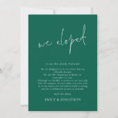 We ontwikkelden script Emerald Elopement aankondig Feestdagenkaart (Voorkant)