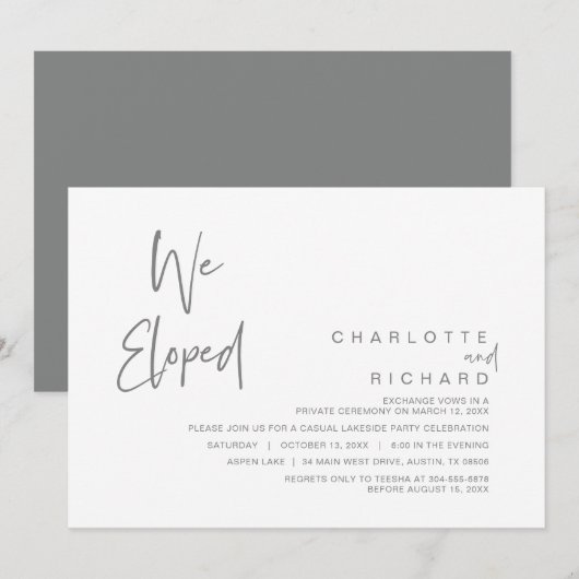 We ontwikkelden, Wedding Elopement Party Celebrati Kaart (Voorkant / Achterkant)