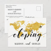 We ontwikkelen gouden Wereldkaart receptie-uitnodi Briefkaart (Voorkant / Achterkant)