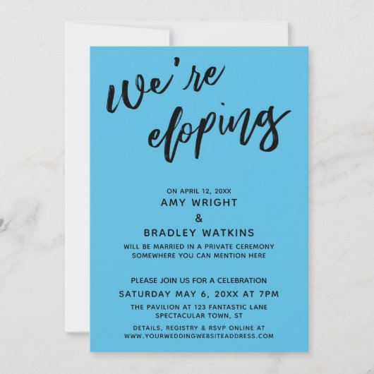 We ontwikkelen moderne handschrifttypografie blauw kaart (Voorkant)