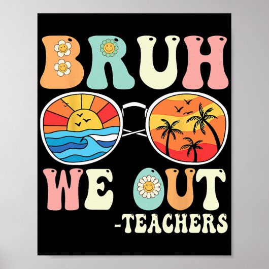 We out groovy retro leraren blij laatste dag van d poster (Voorkant)
