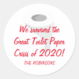 We overleefden 2020! Grappige quarantaine Ronde Sticker