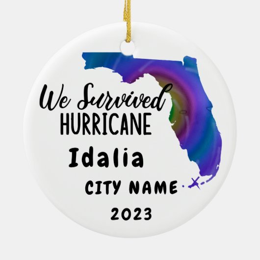 We overleefden! Hurrican Idalia Florida & plaatsna Keramisch Ornament (Achterkant)