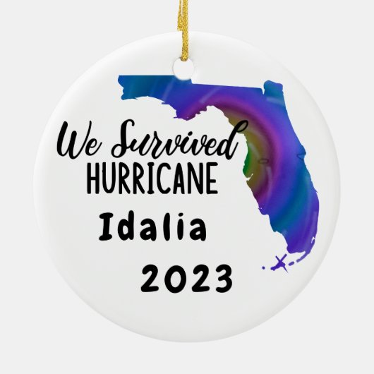 We overleefden! Orkaan Idalia Florida 2023 Keramisch Ornament (Achterkant)