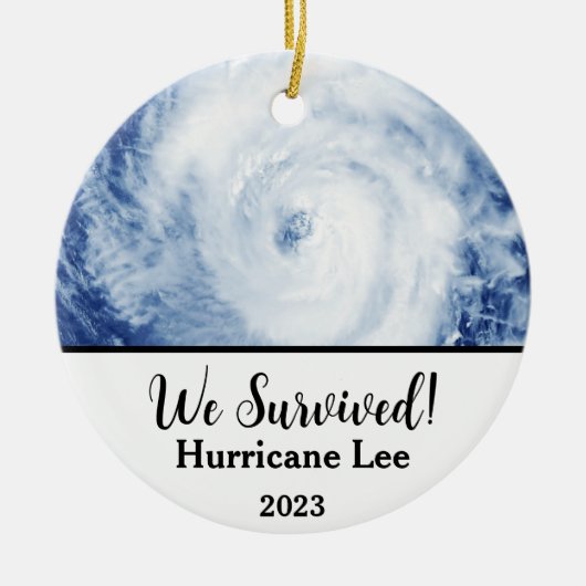 We overleefden! Orkaan Lee 2023 Keramisch Ornament (Voorkant)