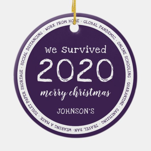 We overleven het Paars van 2020 Keramisch Ornament (Achterkant)