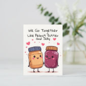 We passen bij elkaar als pindakaas en jam feestdagenkaart (Staand voorkant)