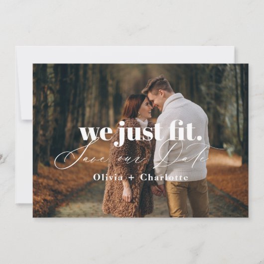 We passen gewoon leuk minimaal Save onze date paar Save The Date (Voorkant)
