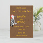 We Pecked the Date Funny Woodpecker Kaart (Staand voorkant)