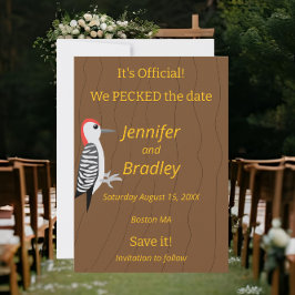 We Pecked the Date Funny Woodpecker Kaart