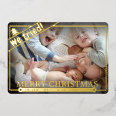 We probeerden | Vreemde kerst | Horizontaal fotoge Folie Feestdagenkaart (Voorkant)