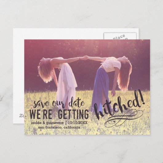 We raken gehakt | Aangepaste foto De datum opslaan Aankondigingskaart (Voorkant / Achterkant)