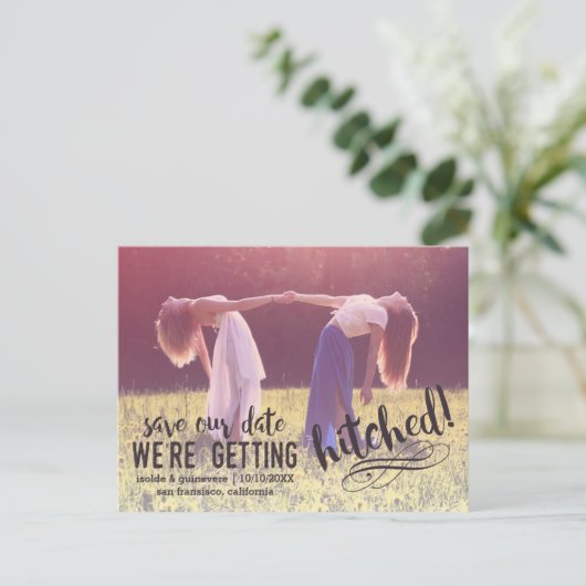 We raken gehakt | Aangepaste foto De datum opslaan Aankondigingskaart (Staand voorkant)