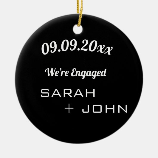 We re Engaged Photo Black White Ceramic Ornament (Voorkant)