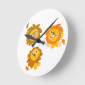 "We re Here!" Cute Cartoon Lions Wall Clock Ronde Klok (Hoek)