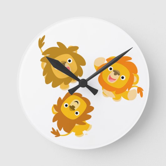 "We re Here!" Cute Cartoon Lions Wall Clock Ronde Klok (Voorkant)