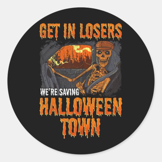 We redden Halloween Town. Ronde Sticker (Voorkant)