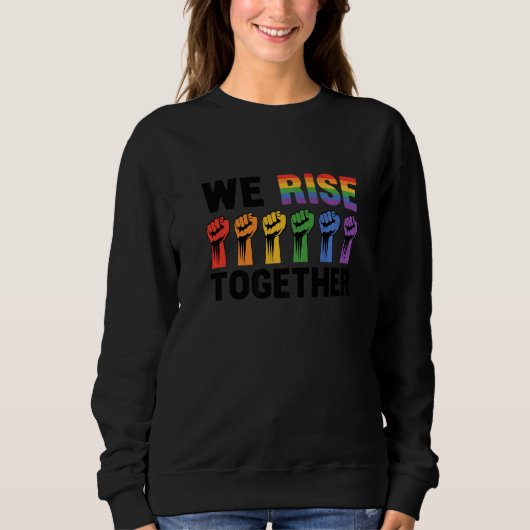 We Rise Together Bisexual Gay Trans Queer Lgbtq Ra Trui (Voorkant)
