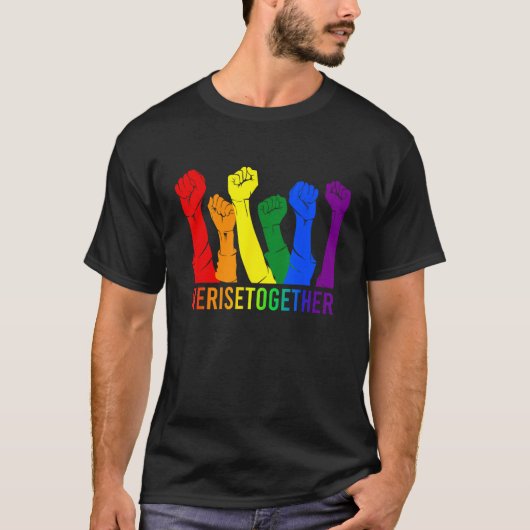 We Rise Together LGBT Gay Pride Support LGBTQ T-shirt (Voorkant)