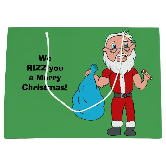 We Rizz You a Merry Christmas Custom Santa Groot Cadeauzakje (Voorkant)
